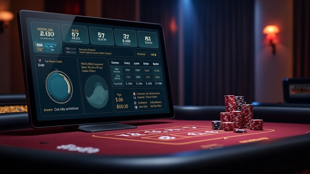 Cruscotto di verifica bonus con requisiti di puntata e limiti in un casinò scuro