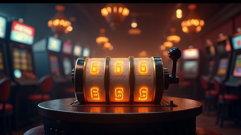 Rulli di free spins sopra una slot machine in un casinò scuro