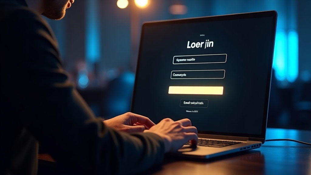 Schermo di accesso al casinò con luce soffusa e utente davanti al login