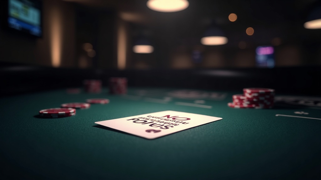 Carta bonus senza deposito su un tavolo da casinò in scena scura e luminosa