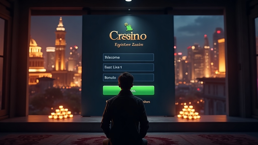 Giocatore davanti alla registrazione e alle icone del bonus di benvenuto Kinbet
